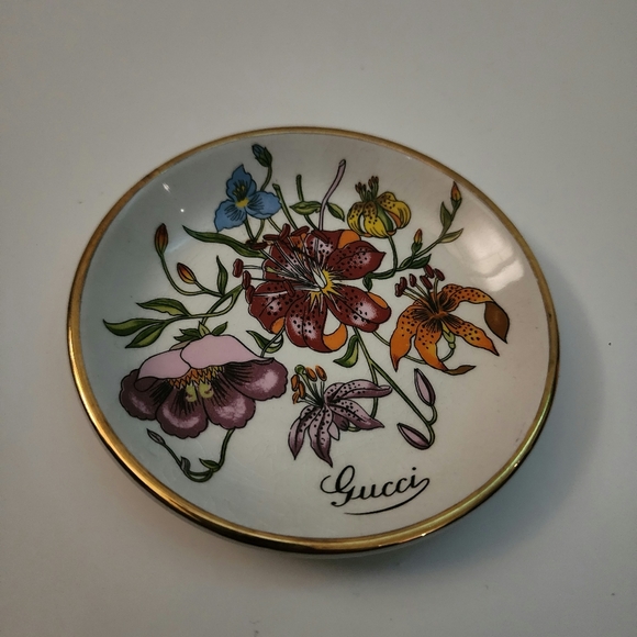 Rare Vintage x GUCCI Porcelain Floral Print Trinket Dish Ashtray - Picture 2 of 5